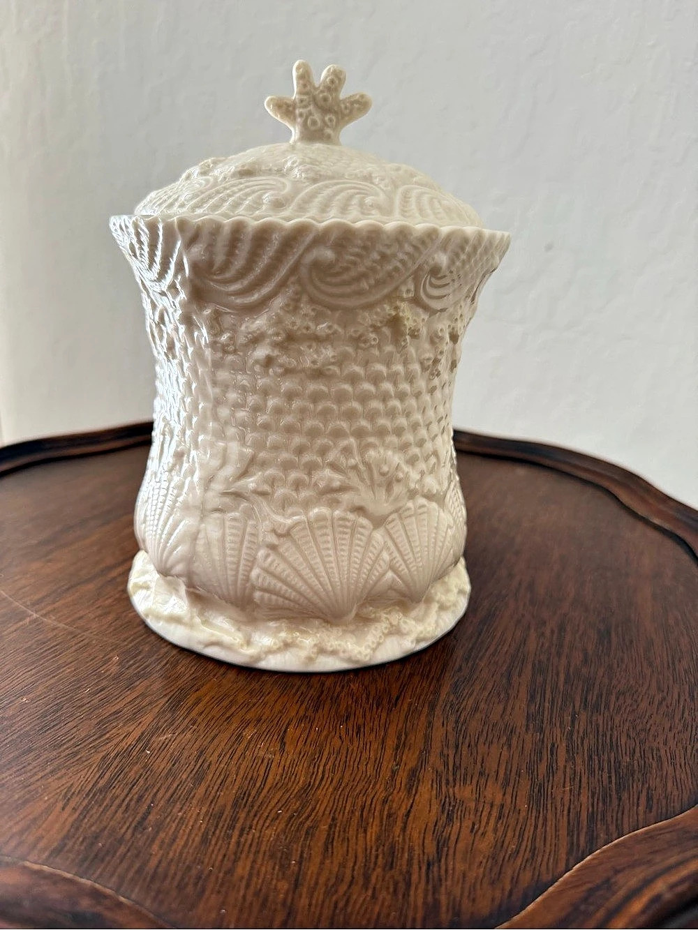 Moorcroft Ceramic Lidded Jar in Cream Decor